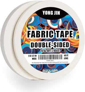 Double-Sided Fabric Tape,Hem Tape No Sew No Iron,1/4"+1/2" (2 Rolls) | No Sewing or Ironing Required, Quick Clothing Repairs, Fabric Bonding, For Hemming and DIY Crafts