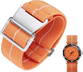 BINLUN Elastic Nylon Strap Watch Navy National Hook Closure Strap for Watch High Quality with Black Silver Buckle for Men Women 18/20/22 mm
