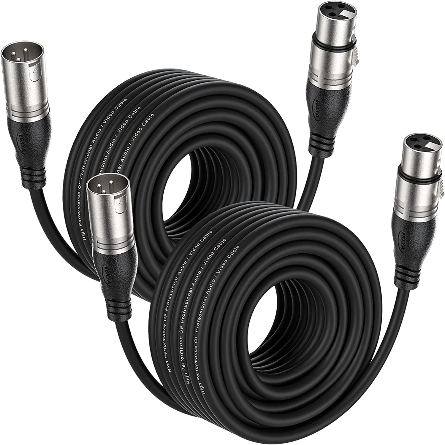 XLR Cable 50ft 2 Packs Microphone Cable with 3-Pin XLR Male to Female | Balanced