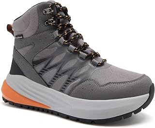Men's Orthopedic Wide Waterproof Hiking Boots: Comfortable Plantar Fasciitis Work Walking Running Trekking Shoes, Orthotic Non Slip Flat Feet Mid Ankle Support Trail Sneakers for Foot Pain Relief