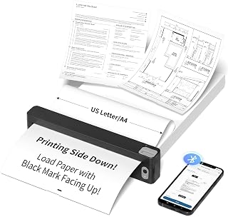 JADENS Portable US Letter Thermal Printer with Bluetooth, Inkless Printing | AI-powered app, Private local printing, Custom designs, Early learning materials, Ultra-compact rechargeable design