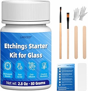LARICEO 2.8 oz Glass Etching Kit, High-Adhesion Stencils for Crisp Results | Create crisp, long-lasting matte designs with smooth etching cream and high-adhesion stencils that stay firmly in place