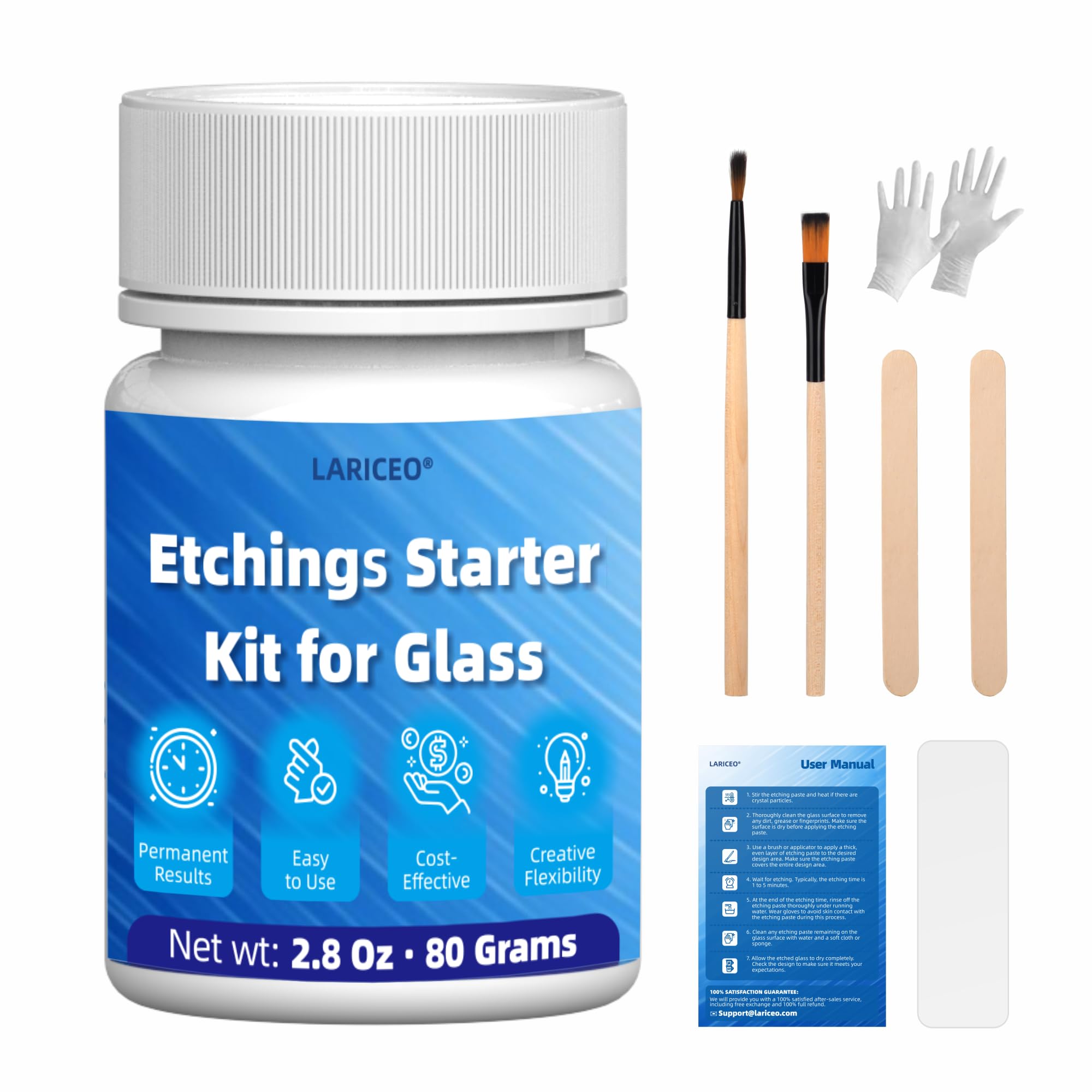 LARICEO 2.8 oz Glass Etching Kit, High-Adhesion Stencils for Crisp Results | Cre