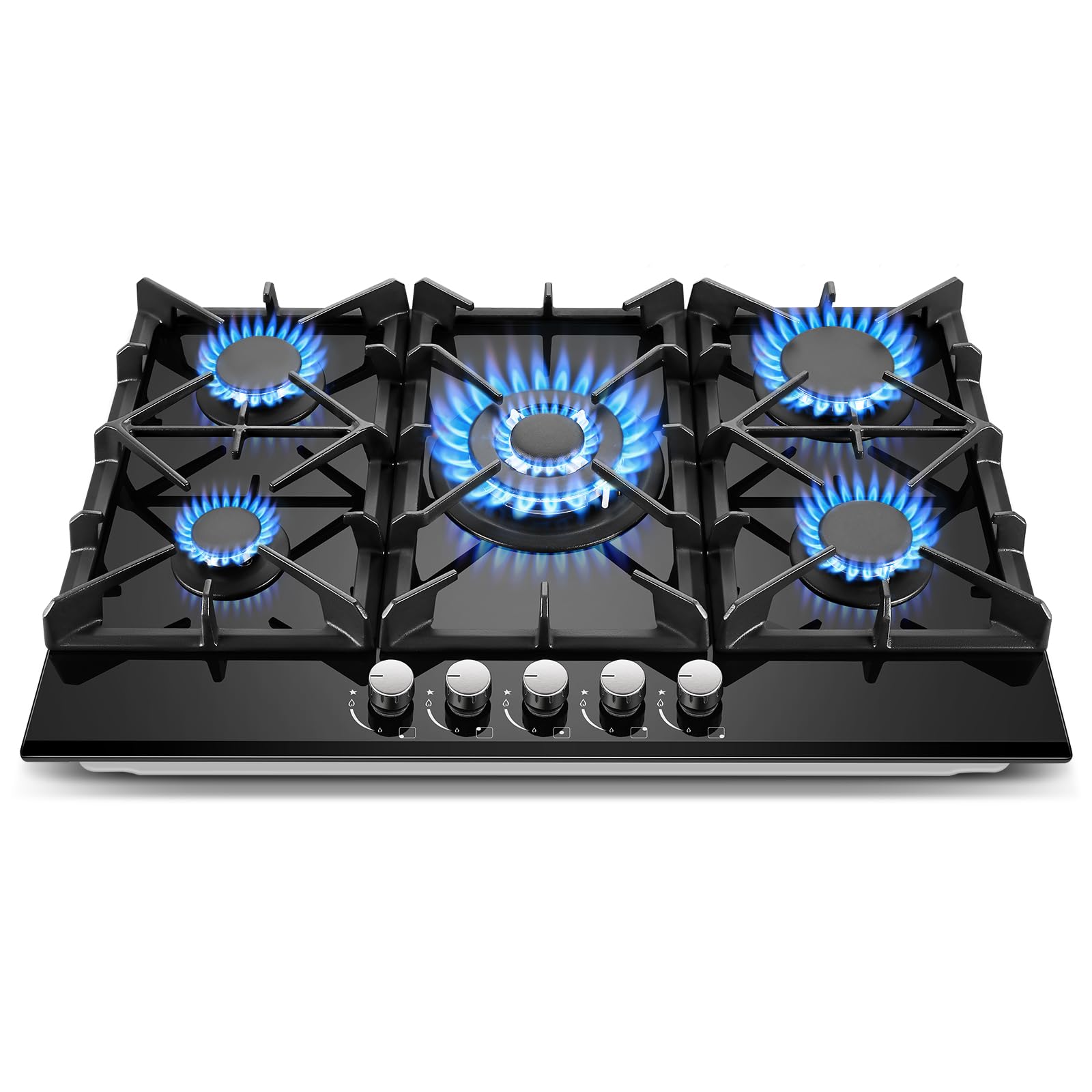 Gas Cooktop 30 Inch, Amzgachfktch 5 Burners Propane Stove, Built-in NG/LPG Conve