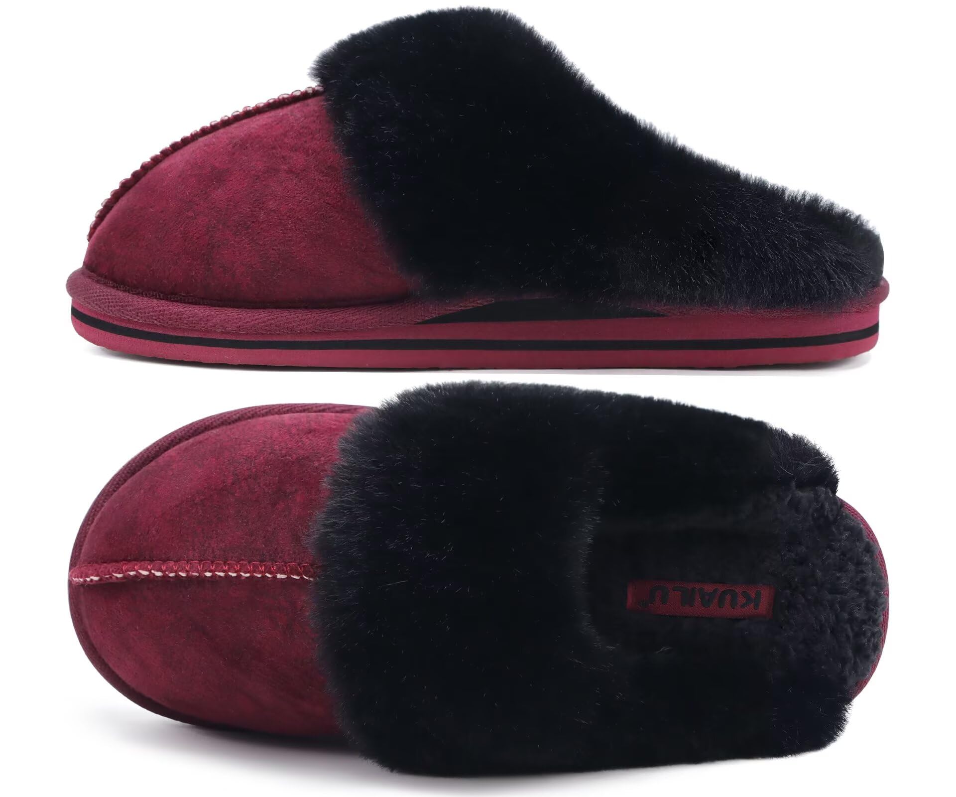 KuaiLu Womens Fuzzy Memory Foam Slippers Warm House Shoes Arch Support