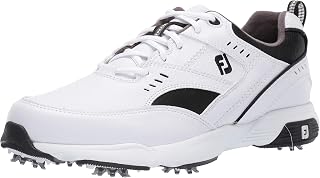 FootJoy Men's Sneaker Golf Shoes, White/Black, 7.5 W US