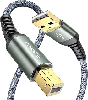 AINOPE Printer Cable 6.6FT, Nylon Braided USB A to USB B MIDI Cable | 480Mbps USB2.0 MIDI Cable| Gold-Plated Connectors USB Printer Cable for HP, Canon, Dell, Epson, Lexmark, Xerox, DAC and Piano