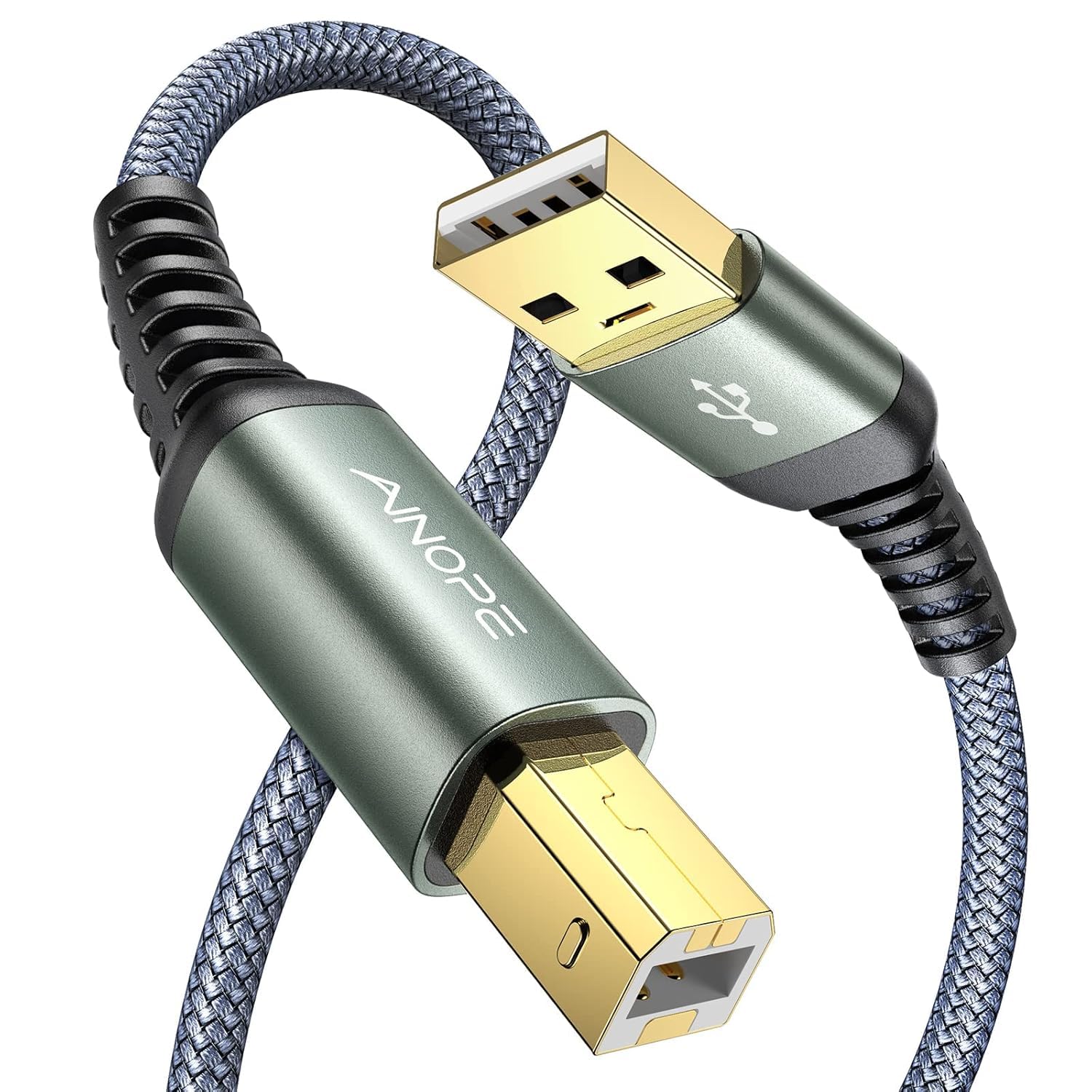 AINOPE Printer Cable 6.6FT, Nylon Braided USB A to USB B MIDI Cable | 480Mbps US