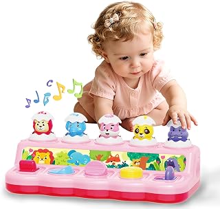 FS Cause and Effect Pop Up Toy for 1 Year Old Girl - Montessori Fine Motor Skills Toys for Babies 12-18 Months, Interactive Early Learning Toys for Toddler with Quiet Mode, First Birthday Gifts
