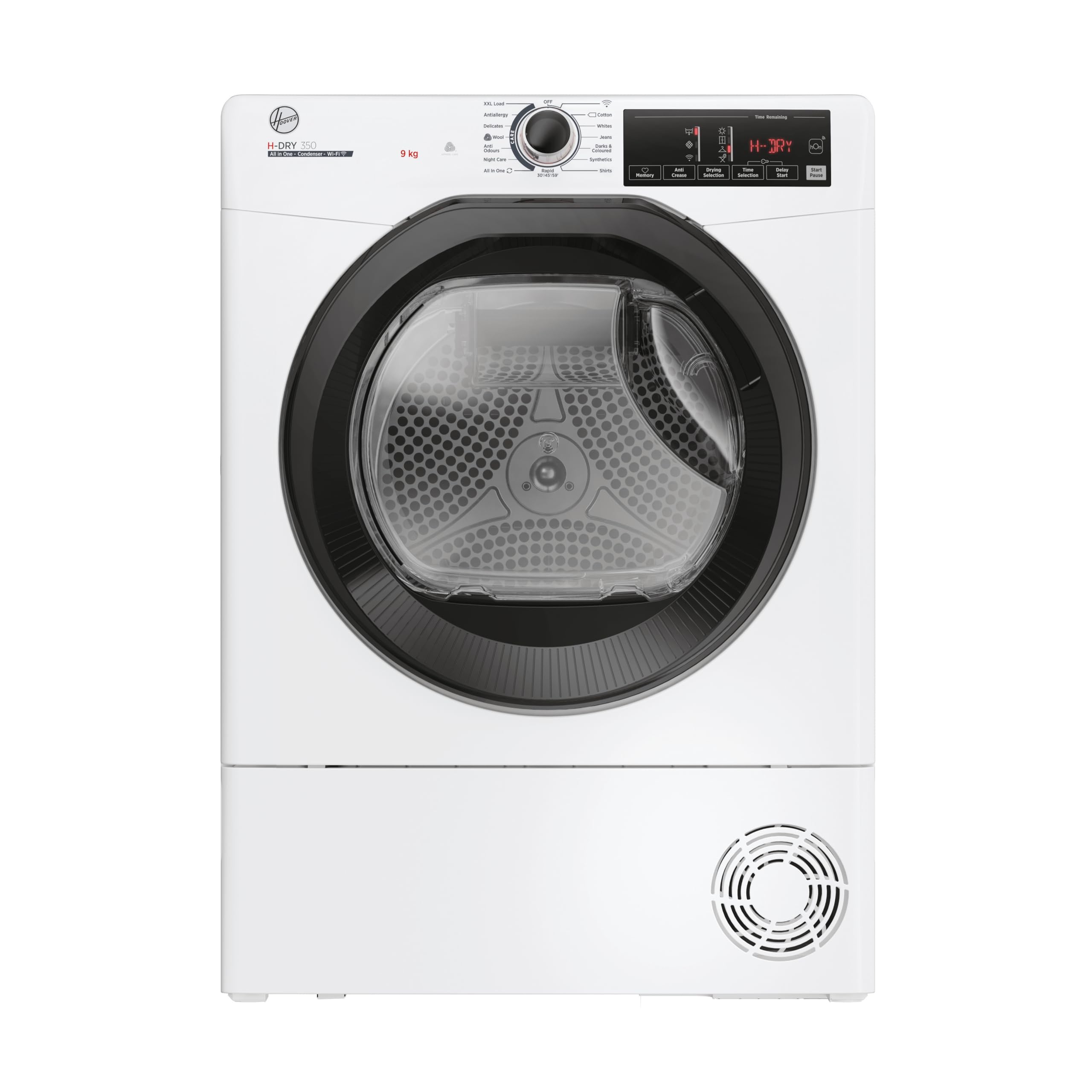 Hoover H-DRY 350 Condenser Tumble Dryer, 9kg, White, B Class | Extra Dry, Dry Ha