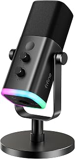 FIFINE AmpliGame AM8 USB/XLR Dynamic Microphone for Gaming Streaming | Podcast Mic with RGB Light, Mute Button, Headphones Jack, Desktop Stand, for Vocal Recording Singing YouTube