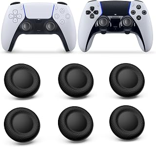 NEWDERY Joystick Replacement Cap Thumb Grip for PS5&PS4 Controller, Black-2 | 6PCS, Diamond Texture, Anti Slip, Anti Fingerprint, TPU Grip Caps, Joystick Covers, for PS5/PS4 Controllers