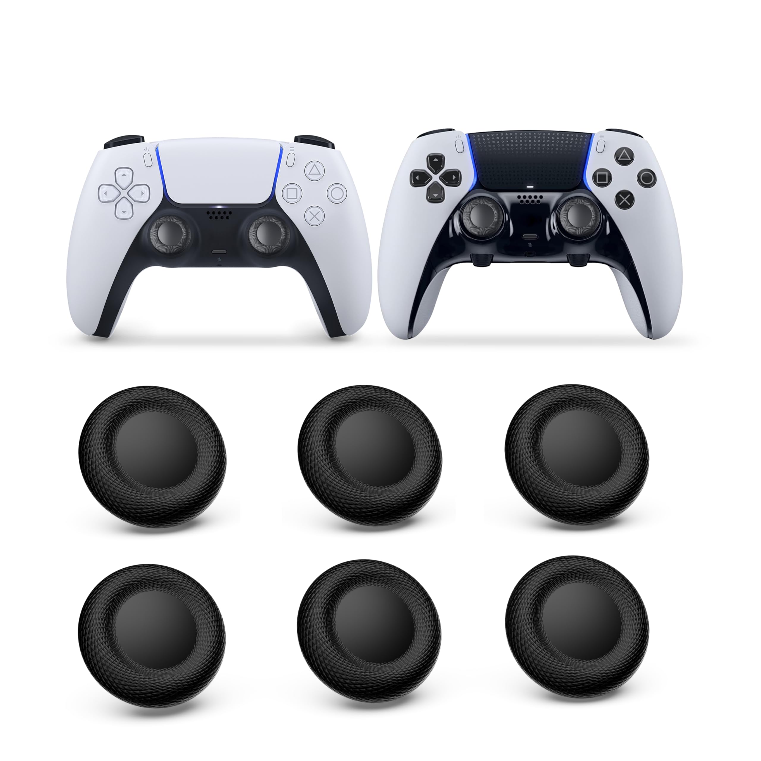 NEWDERY Joystick Replacement Cap Thumb Grip for PS5&PS4 Controller, Black-2 | 6P