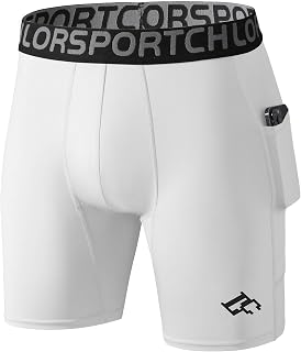 Mens Compression Baselayer Shorts Sports Running Pants Underwear Gym Athletic Training with Phone Pockets