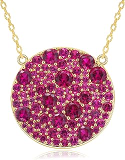 14K Gold Plated Silver Pave Birthstone Pendant Necklace for Women