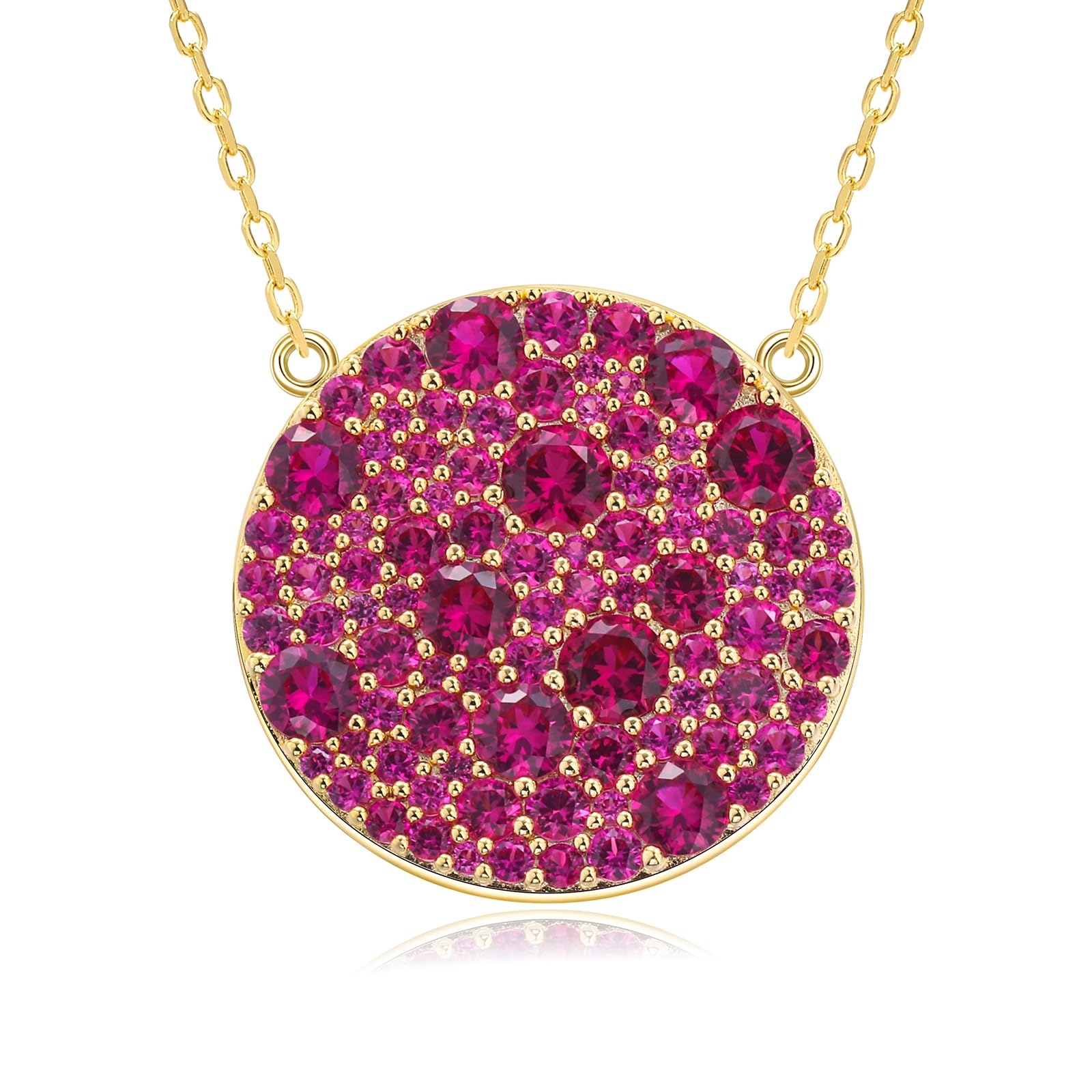 14K Gold Plated Silver Pave Birthstone Pendant Necklace for Women
