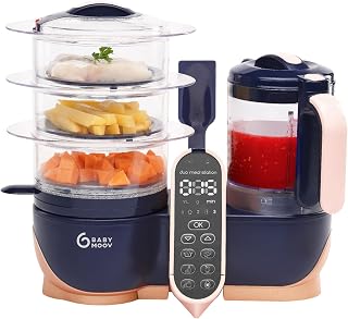 Babymoov Duo Meal Station XL 6-in-1 Baby Food Maker, Large Capacity Steamer Blender Processor, Bottle Warmer, Defroster, Sterilizer for Homemade Baby Food, Navy