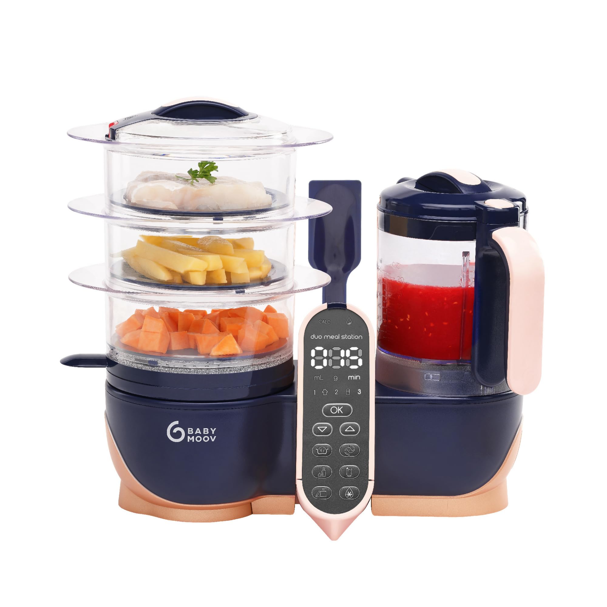 Babymoov Duo Meal Station XL 6-in-1 Baby Food Maker, Large Capacity Steamer Blen