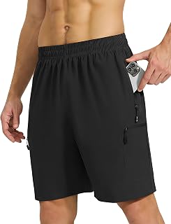 ZENGVEE Gym Shorts Mens Running Sports Training Shorts with Zip Pockets | Hiking Cargo Shorts for Outdoor Sport Elasticity Lightweight Quick Dry Breathable Water Resistant Travel Casual