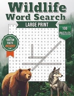 Wildlife Word Search Book for Adults: Large Print Puzzles for Adults and Seniors to Relax with Big Word Finds and Fun Facts About Animals from Around the Globe (Themed Word Search Books)