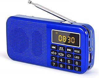 PRUNUS J-725 Rechargeable Radio Portable, FM Radios Alarm Clock, Battery Operated Radio Digital Support SD USB MP3 AUX Player and Emergency Flashlight.