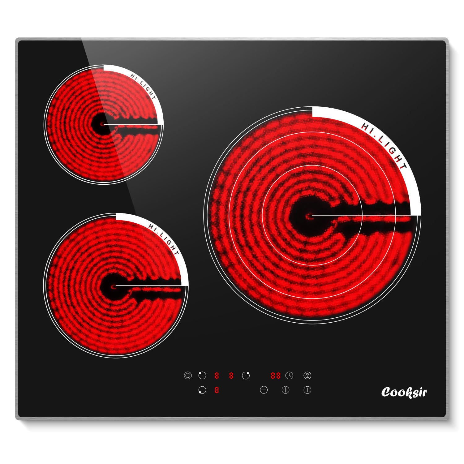 Cooksir 24 Inch Electric Cooktop 3 Burner 5700W | 24" Electric Stove Built-in, 3