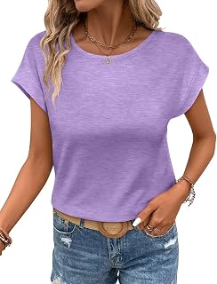 Bliwov レディース Tシャツ キャップ スリーブ トップス クルーネック カジュアル ベーシック サマーTシャツ