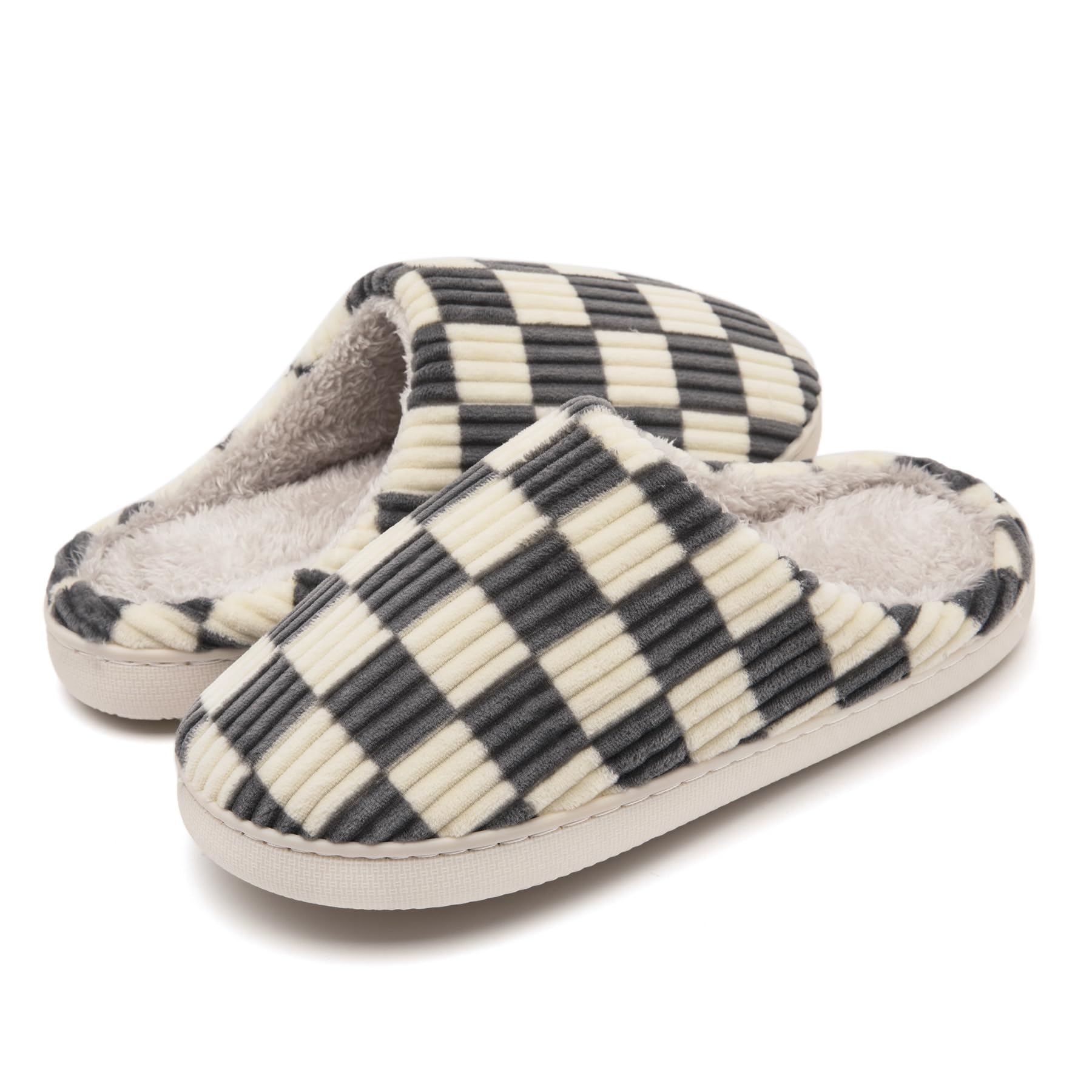 Guyarns House Slippers Women Men Winter Memory Checked Memory Foam Slippers with