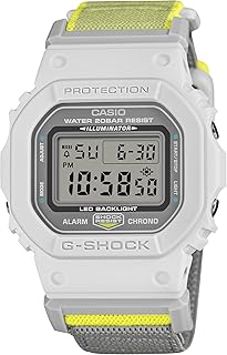 Casio G-Shock Cloth Band Gray Yellow Digital Watch DW5600MNC-7A8