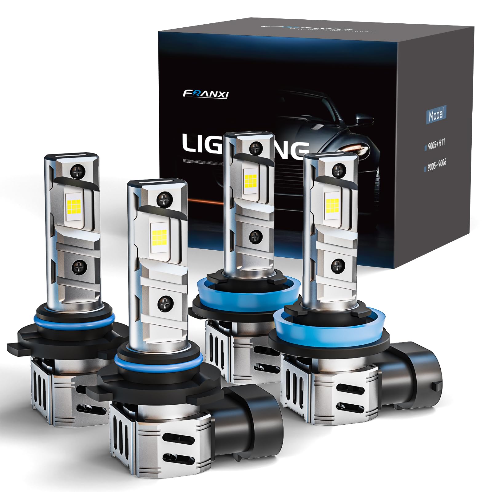 FRANXI 9005/HB3 H11/H8/H9 Light Bulbs Combo Fog Lights, 32000LM Super Bright 600