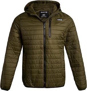 Hurley Men's Jacket - Balsam Lightweight Packable Puffer Coat - Weather Resistant Outerwear Windbreaker Coat for Men (M-XL)