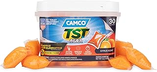 Camco TST MAX RV Toilet Treatment Drop-INs - Orange 30-pk - Made in the USA | Control Unwanted Odors & Break Down Waste and Tissue - Safe Septic RV Tank Treatment (41183)