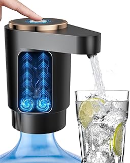 Cozycharm Water Jug Pump for 5 Gallon Bottle – Portable Electric USB-C Charging Dispenser, Dual Powerful Motors, Fast Flow, Fits 2-5 Gallon Jugs – Ideal for Home, Office, Camping, RV, Black