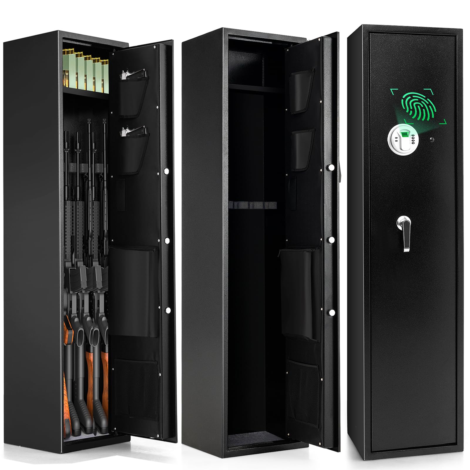 IRONMAX Rifle Gun Safe with Lockable Top Box & Pistol Pockets | Quick Access Bio