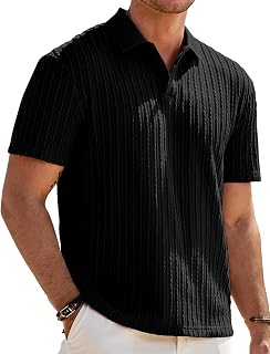JMIERR Men's Textured Polo Shirt Short Sleeve