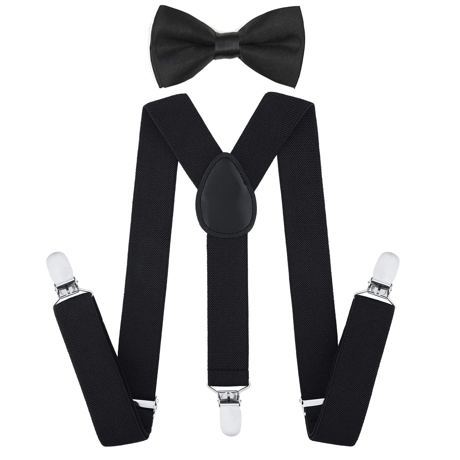 AWAYTR Kids Suspenders and Bow Tie Set, Adjustable Suspenders for Boys | Effortl