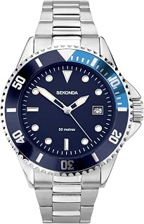 Sekonda Wave Mens Watch – 39mm Sports Watch for Men, Rotating Bezel, Stainless Steel Bracelet and Date Window – 50m Water Resistant – 2 Year Warranty