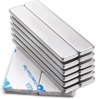 DIYMAG Bar Magnets with Double-Sided Adhesive, Rare Earth Magnet,12 Pcs | 60x10x3mm Heavy Duty Magnets, Strong Magnets Heavy Duty Neodymium Magnets for Fridge, Garage, Kitchen, Science, Craft, Office