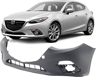 FitParts Compatible with Mazda 3 2014–2016 Front Bumper Cover | Primed, With Fog Light Holes, Sedan/Hatchback, Ready to Paint, OEM BJS750031ABB, MA1000239