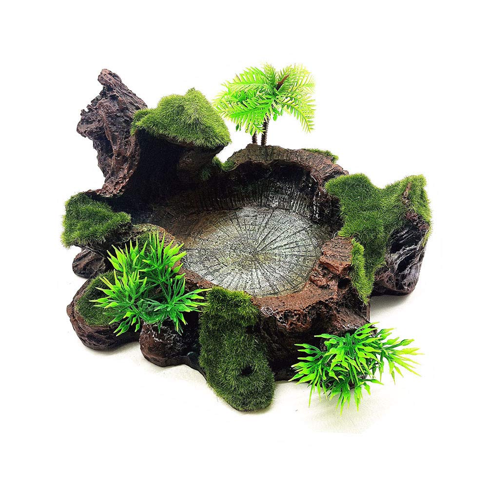 OMEM Resin Reptile Feeding Bowl Food Water Dish Habitat Decor Terrarium Humidify