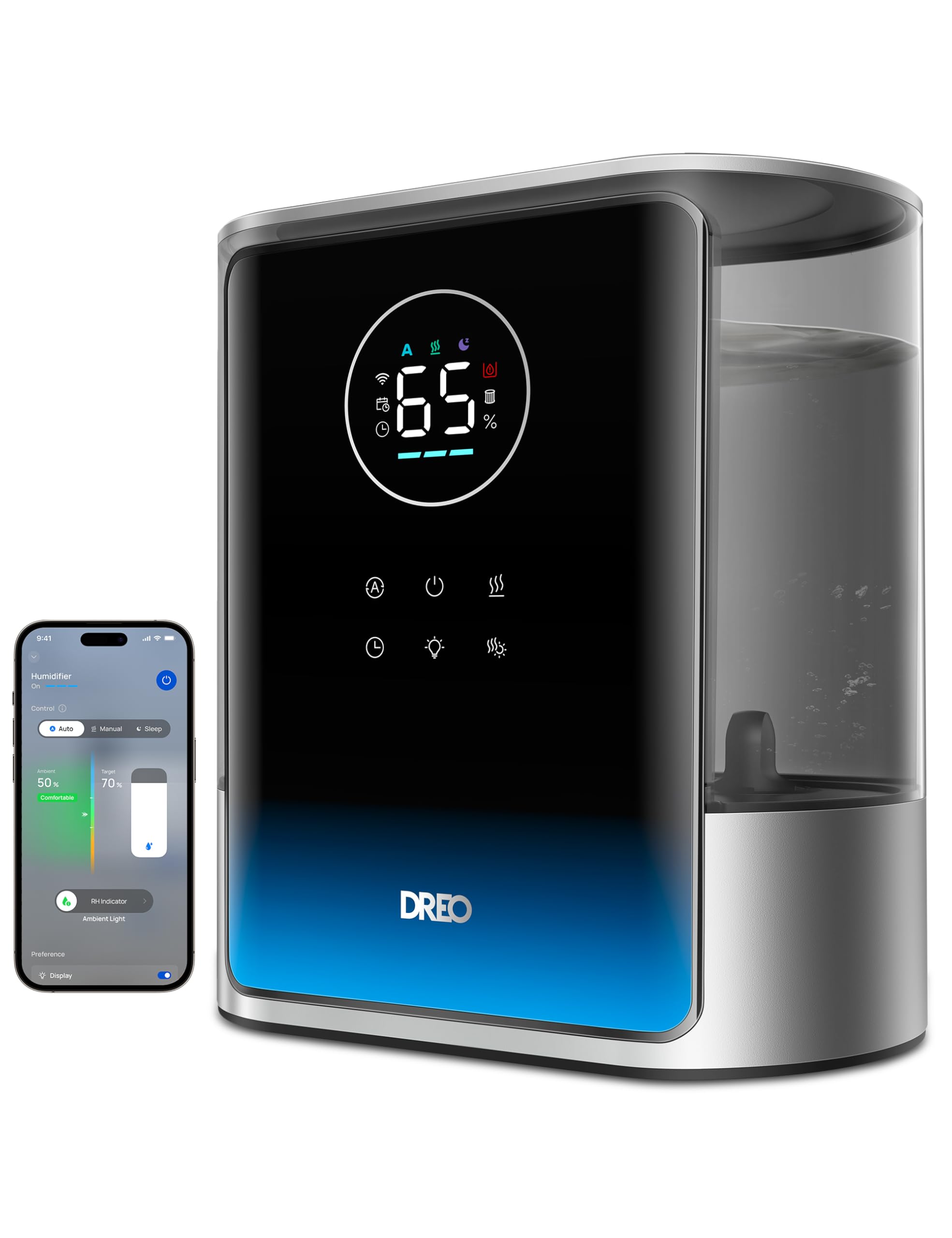 DREO 8L Smart Humidifier Large Room, 80H Runtime, Warm & Cool Mist, HM717S | Up 