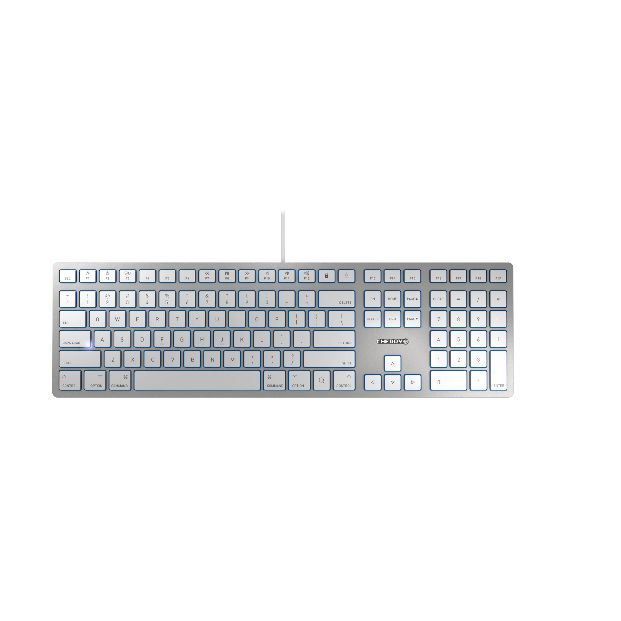 CHERRY KC 6000 SLIM FOR MAC, Teclado Mac con Cable (Conexión USB-A), Distribució