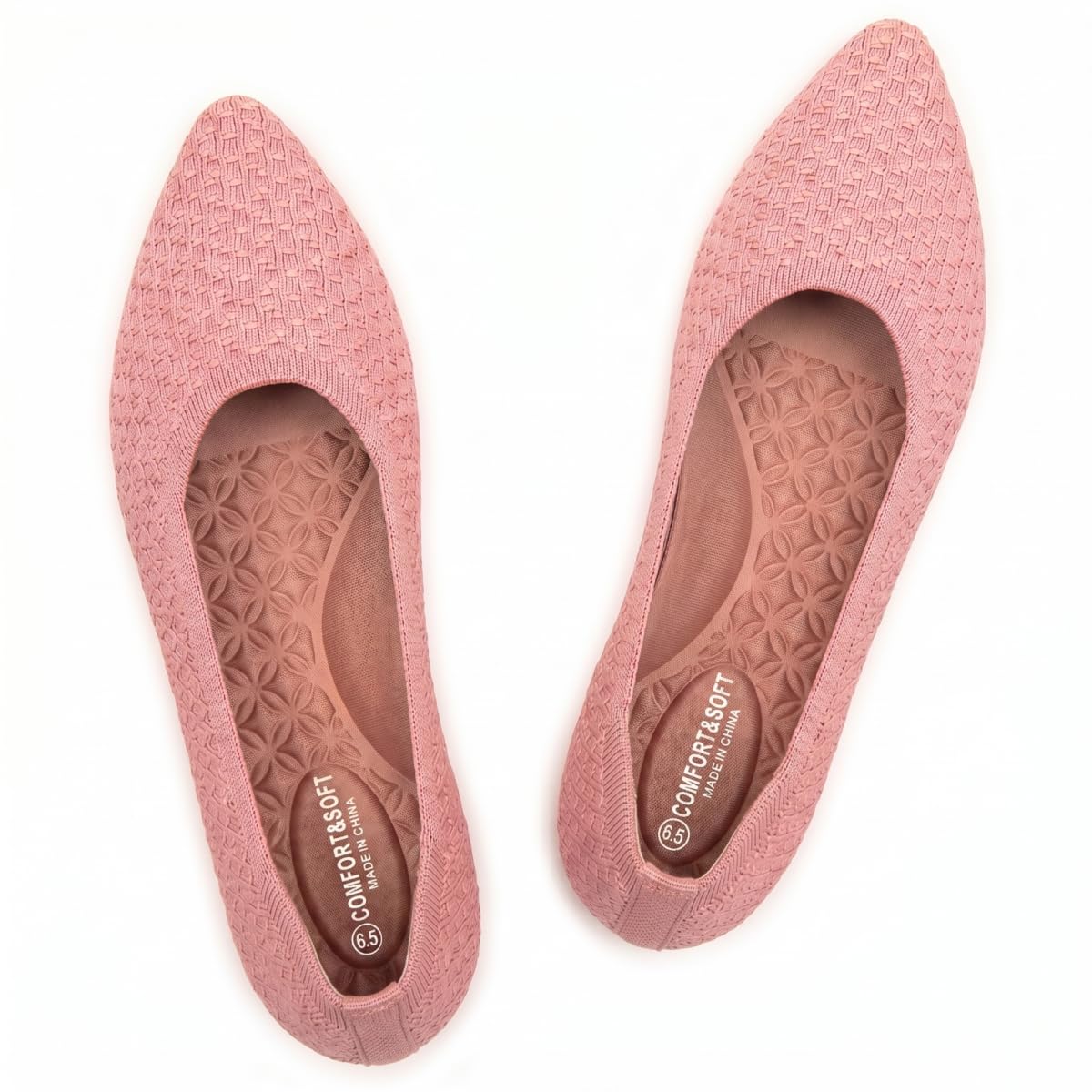 Frank Mully Womens Pointed Toe Flats Knit Dress Shoes Comfort Women Shoes Softab