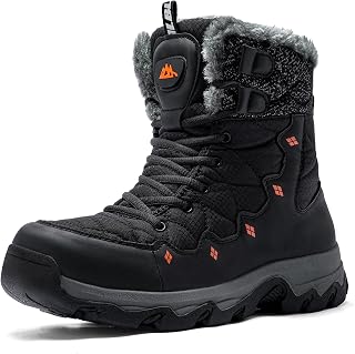 Mens Winter Snow Boots Water Resistant Non Slip Faux Fur Lined