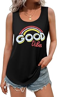 DUOEASE Women's Loose Round Neck Basic Cotelee Tops Fashion Sleeveless Summer Top