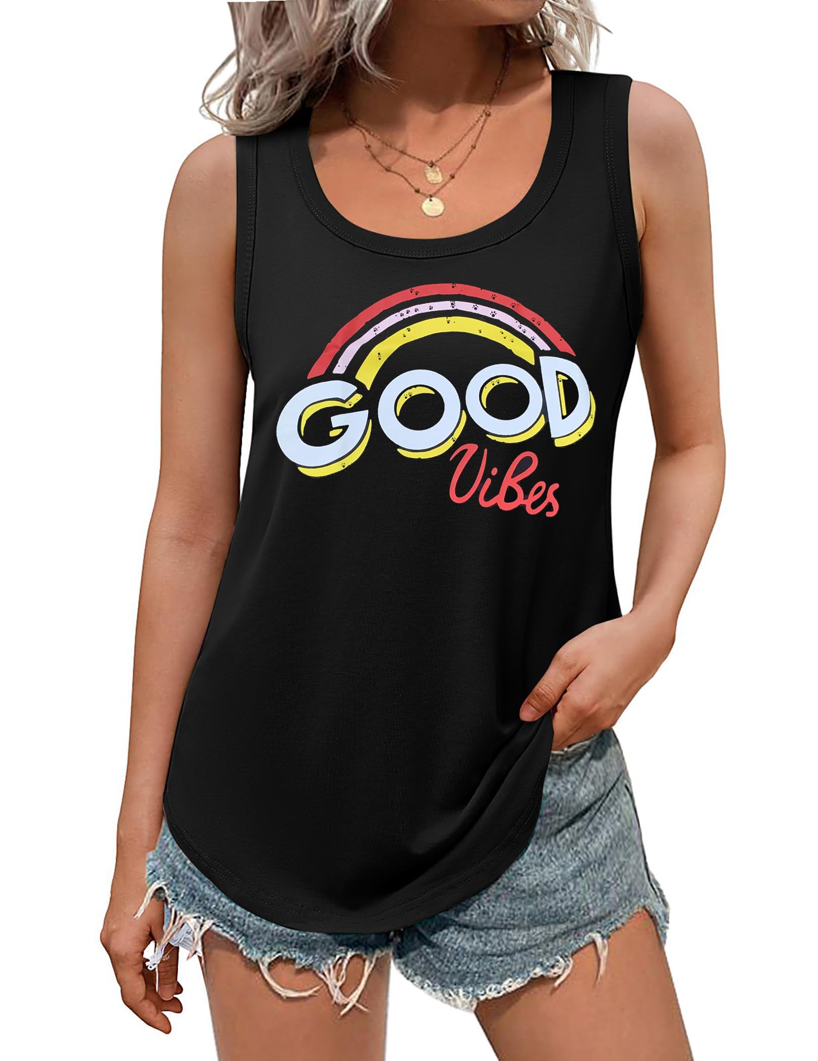 DUOEASE Women's Loose Round Neck Basic Cotelee Tops Fashion Sleeveless Summer To