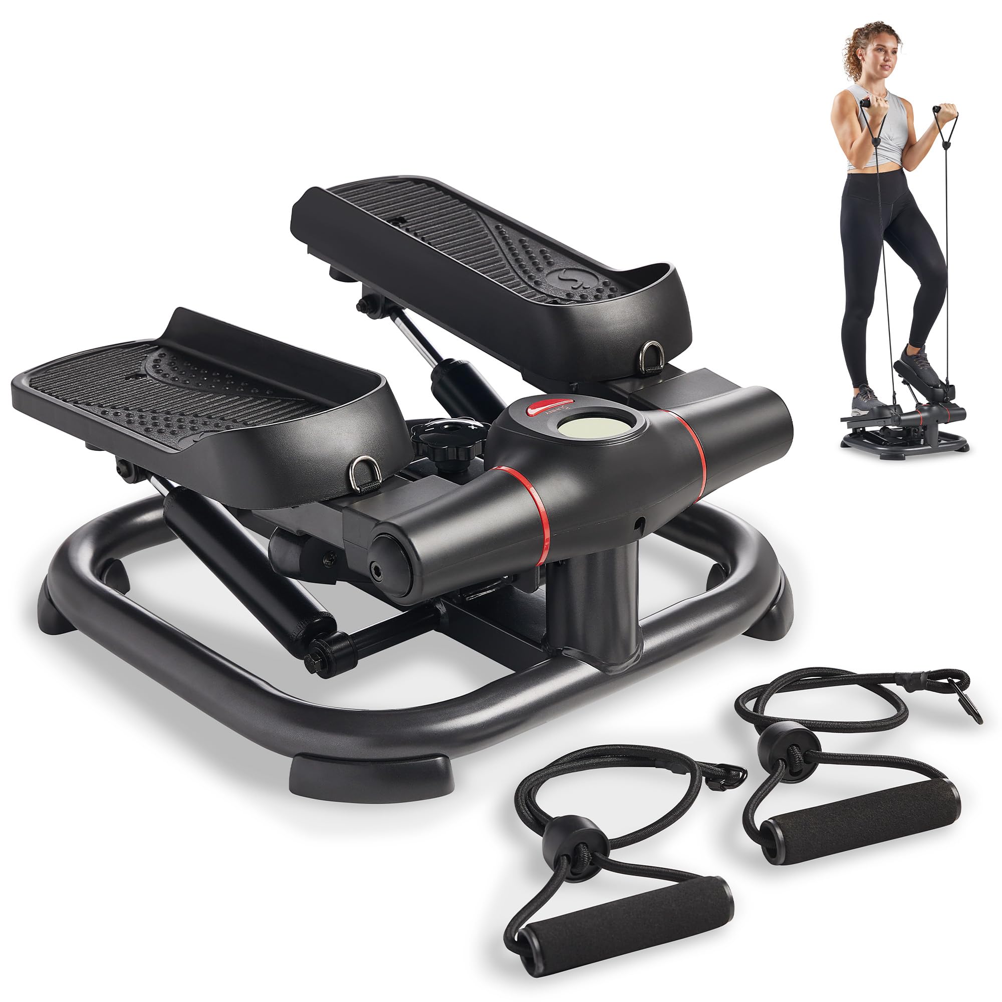 Sunny Health & Fitness Smart Power Stepper with Resistance Bands for Cardio
