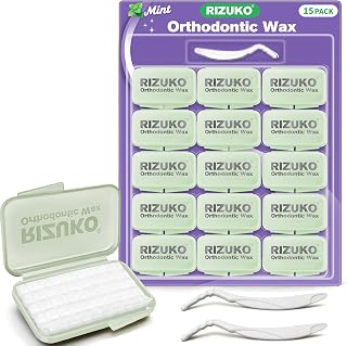 Pre-Cut Orthodontic Wax Dots for Braces, Mint Flavor, 15 packs | Wax strips,Hygienic Individual Wraps & 2Pcs Scraper Kit for Oral Care