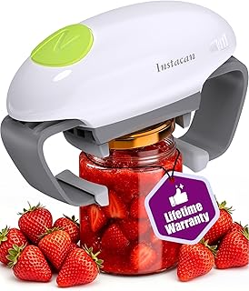 INSTACAN Higher Torque and One Touch Electric Jar Opener Easy Remove Almost Size Lid with Auto-Off, Powerful Bottle Opener for Arthritic Hands, Automatic Jar Opener for Weak Hands and Seniors (White)