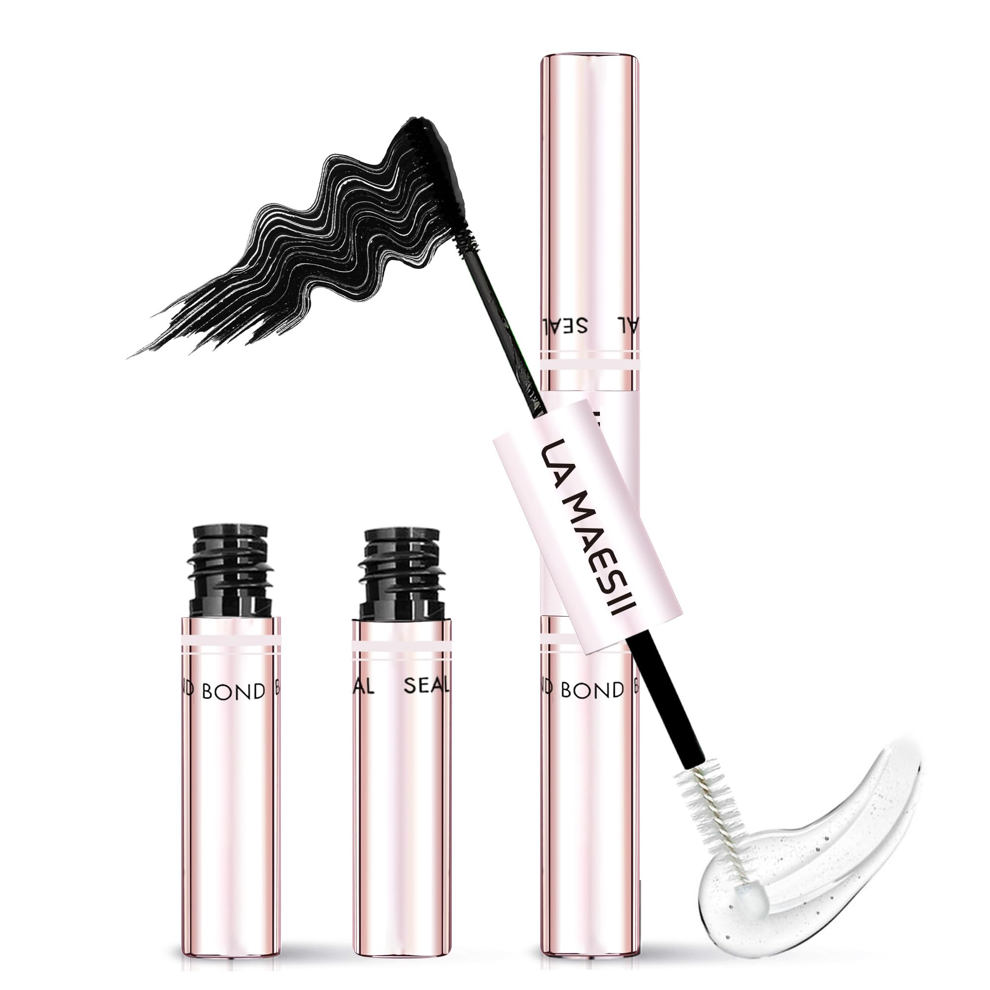 LA MAESII Lash Cluster Glue, 2 in 1 Lash Bond and Seal, Black Eyelash Glue | 10m